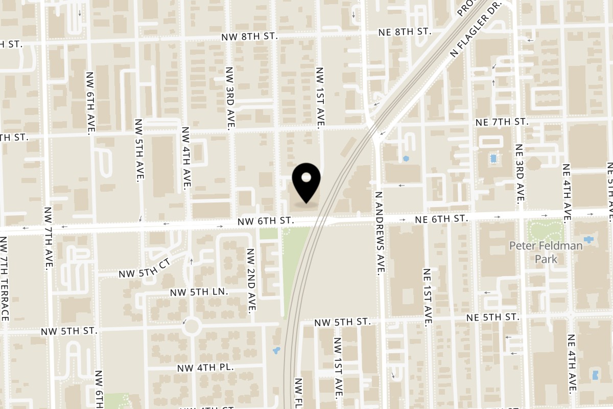 Map showing the location of MP Bodega on 115 NW 6th St in Fort Lauderdale